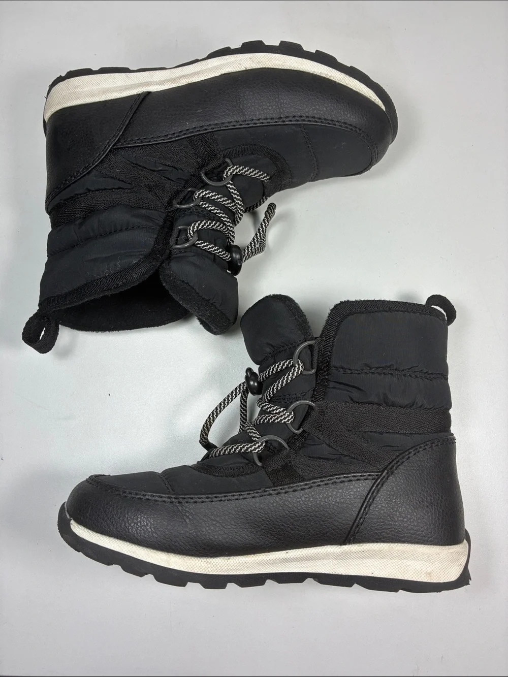 Weestep Kids Black Waterproof Snow Boots with Reflective Laces, size 13